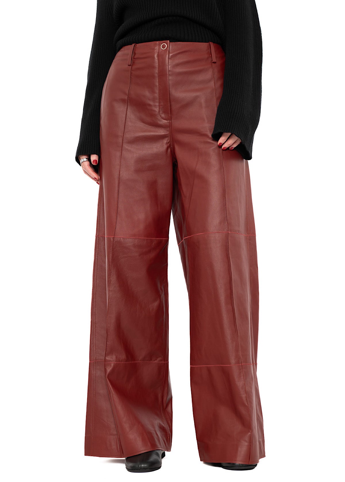 SIGNATURE WIDE LEG LEATHER TROUSER