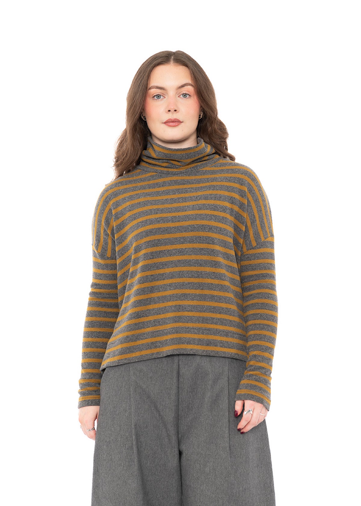 STRIPED COTTON-FLEECE MOYET PULLOVER