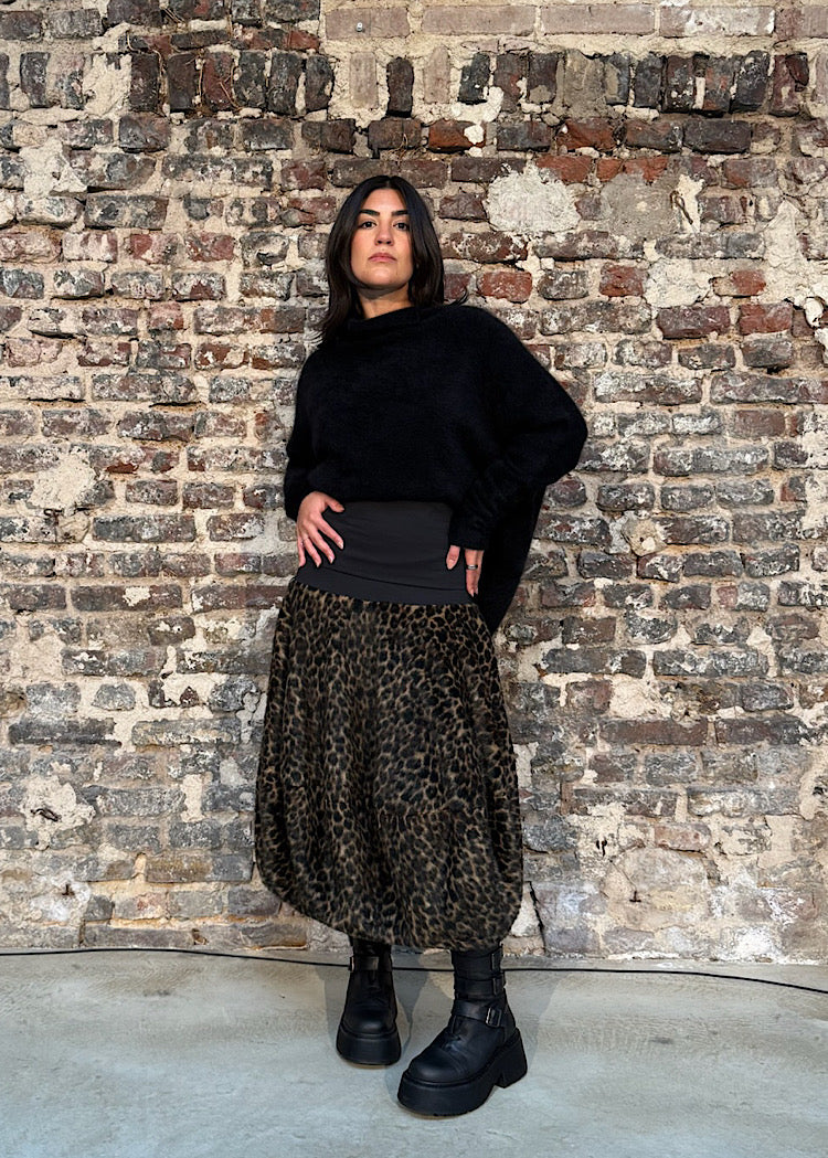 CL FAUX FUR LEOPARD BALLOON SKIRT