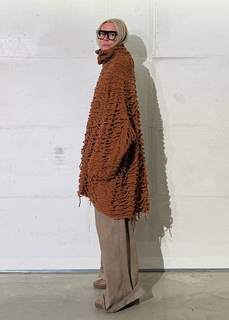LADDERED SOFTFELT WOOL TUNIC