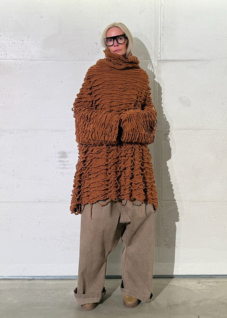 LADDERED SOFTFELT WOOL TUNIC