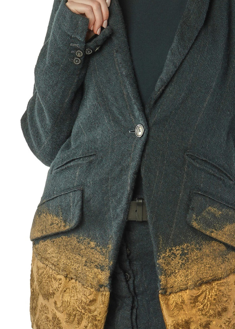 GOLD-PAINTED PINSTRIPE WOOL JACKET