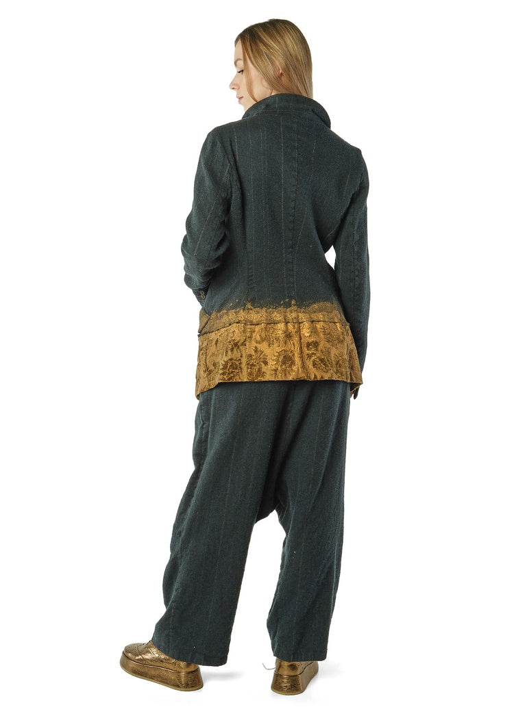 GOLD-PAINTED PINSTRIPE WOOL JACKET