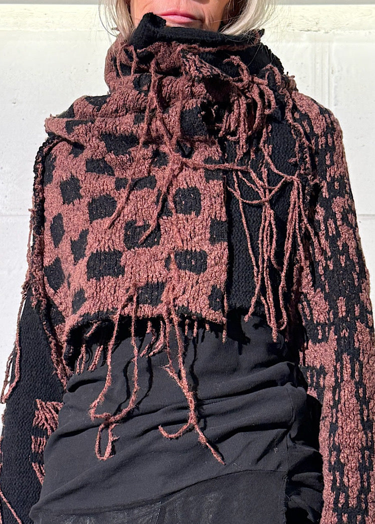 CROPPED TAPESTRY KNIT PULLOVER