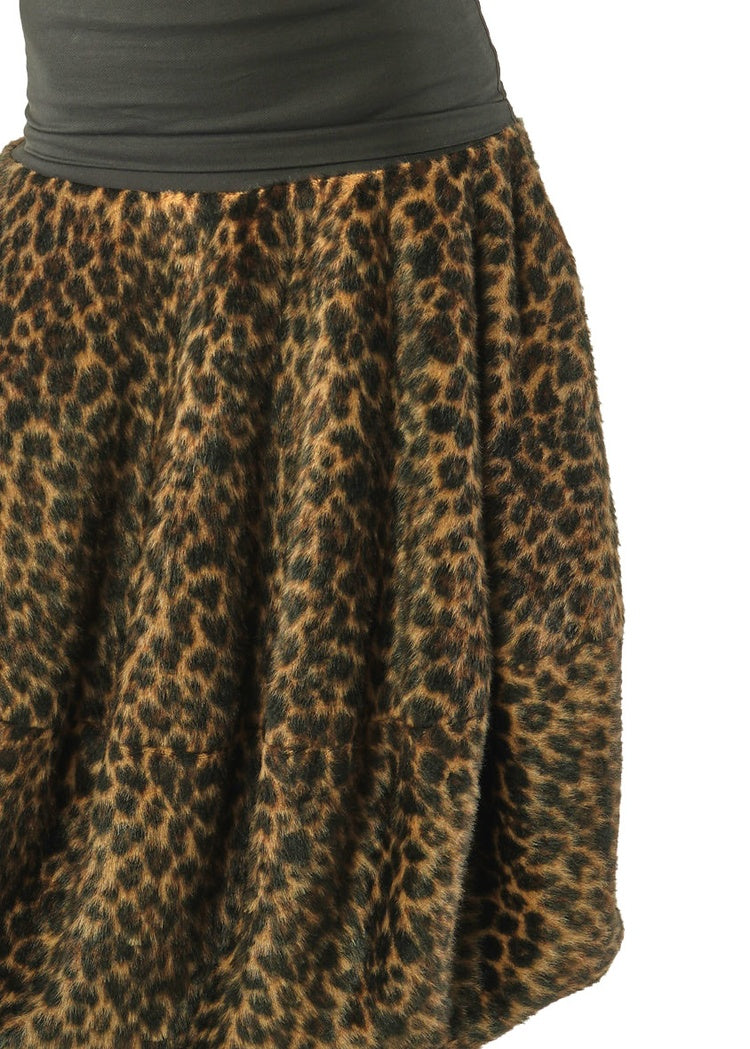CL FAUX FUR LEOPARD BALLOON SKIRT