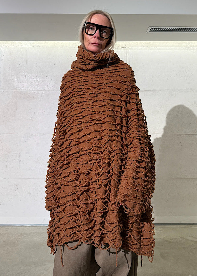 LADDERED SOFTFELT WOOL TUNIC