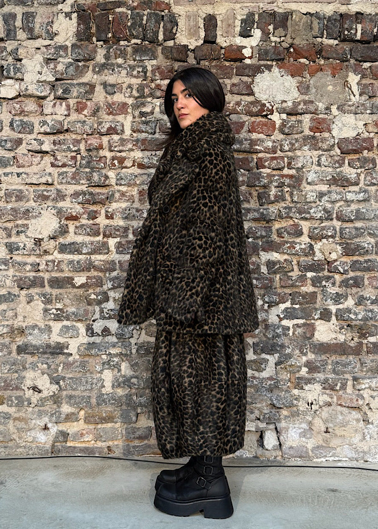 DOUBLE-BREASTED FAUX FUR LEO JACKET