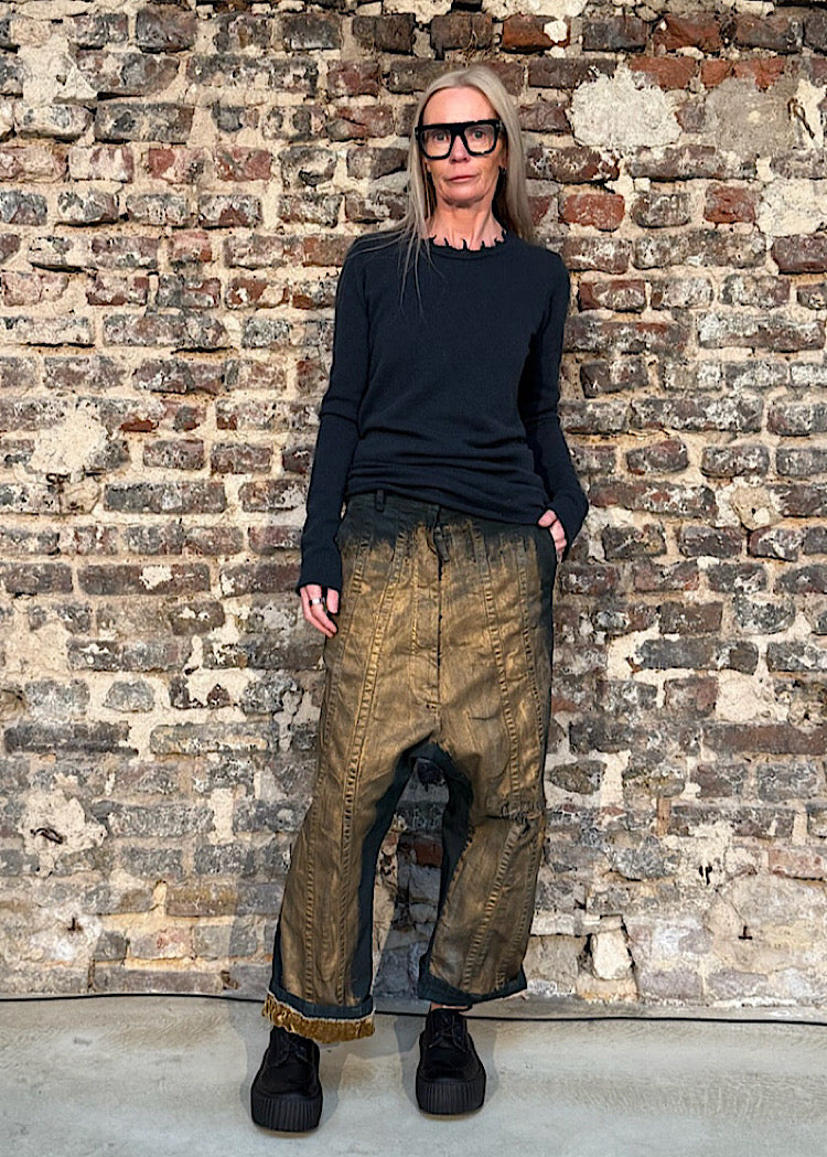 GOLD-PAINTED STRAIGHT-LEG DENIM TROUSER