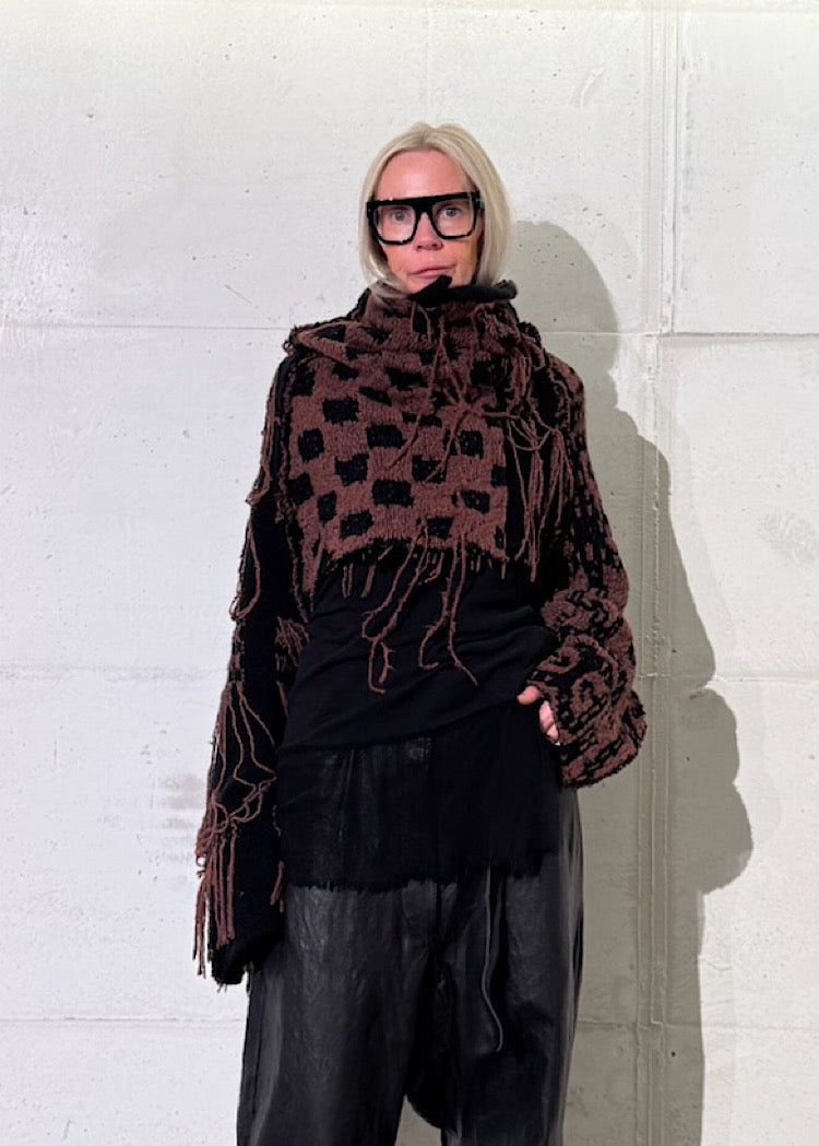 CROPPED TAPESTRY KNIT PULLOVER