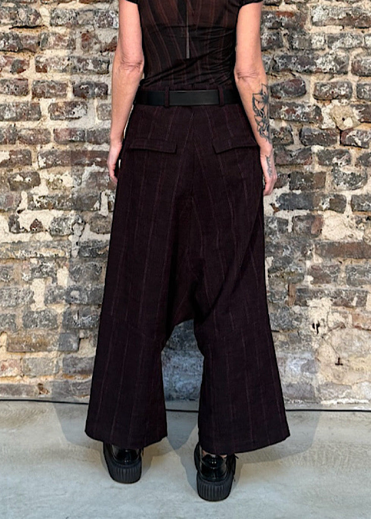 CROPPED WIDE-LEG COTTON-WOOL TROUSER