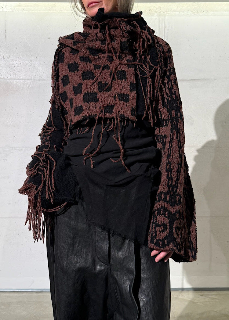 CROPPED TAPESTRY KNIT PULLOVER