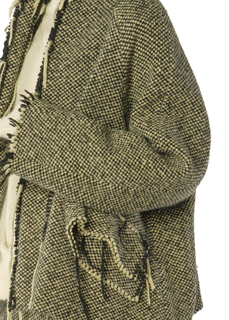 DRAPED CHECK WOOL JACKET