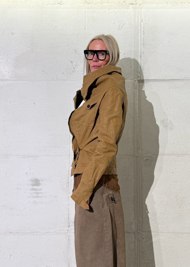 SCULPTURAL LAMB LEATHER JACKET