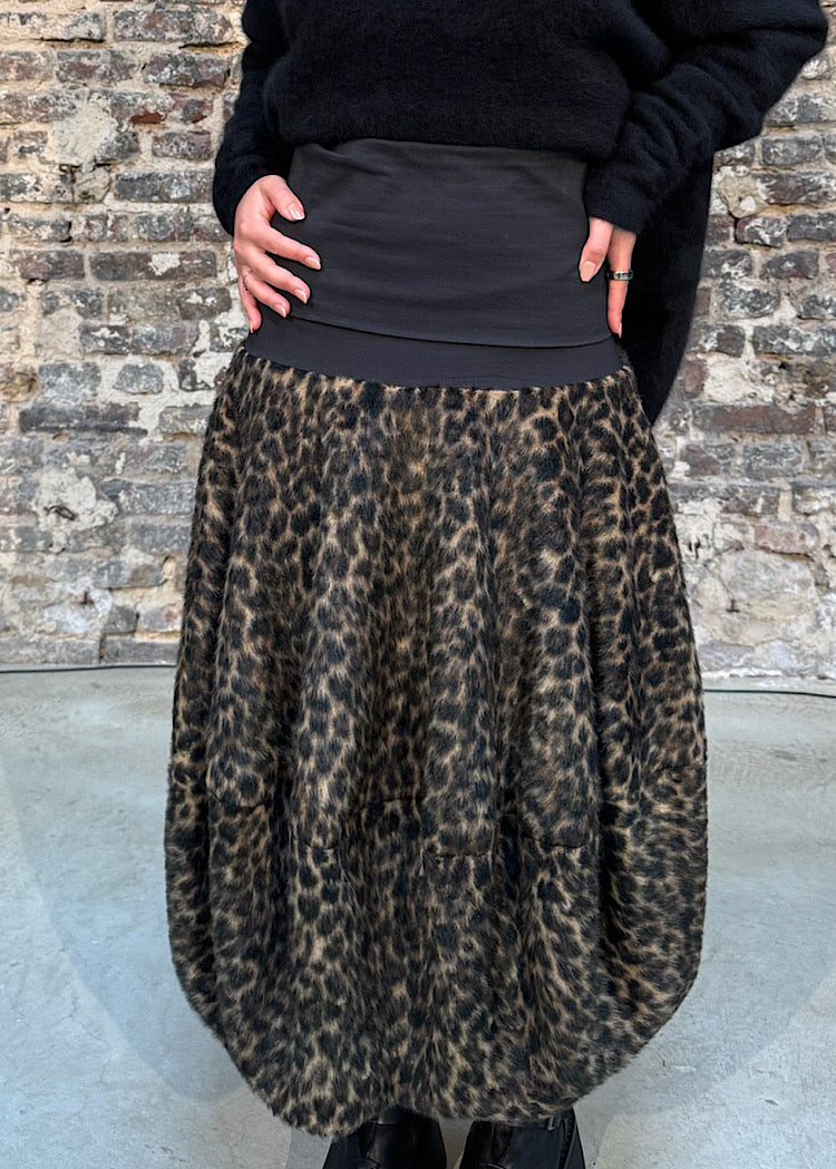 FAUX FUR LEO BALLOON SKIRT