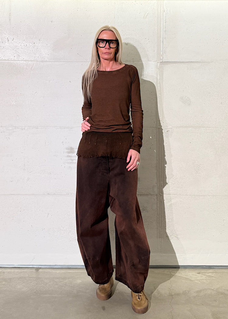 MESH-HEM RIB JERSEY TOP