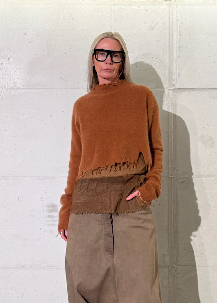 CROPPED BRUSHED FOX-WOOL PULLOVER