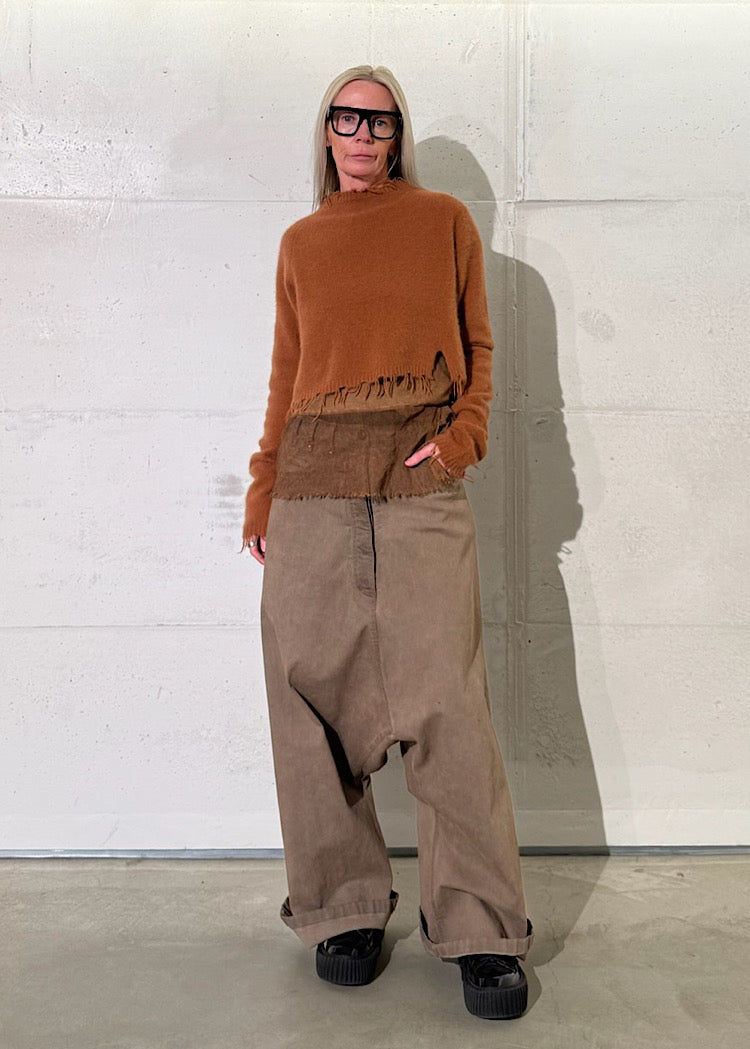 CROPPED BRUSHED FOX-WOOL PULLOVER