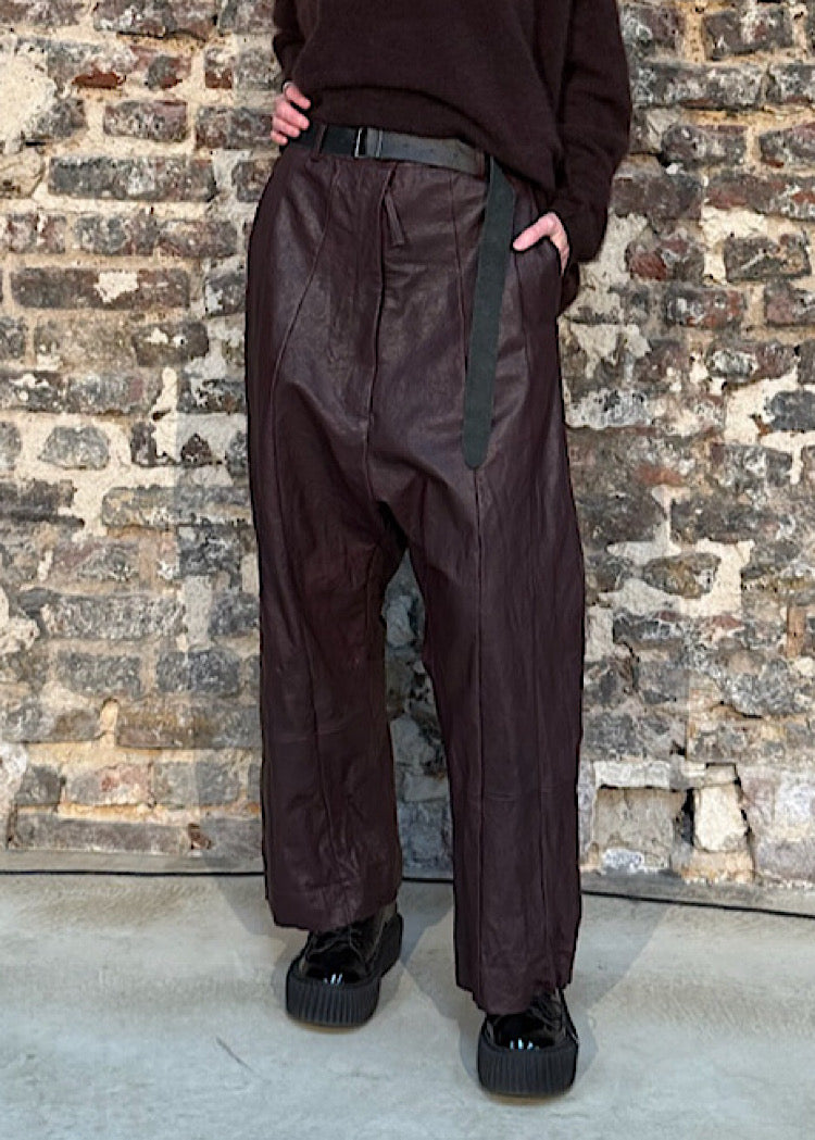 WIDE-LEG LEATHER TROUSER
