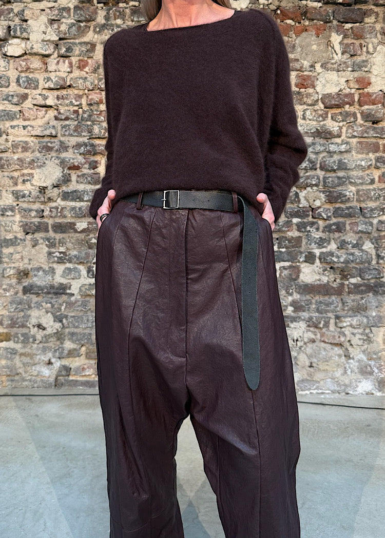 WIDE-LEG LEATHER TROUSER