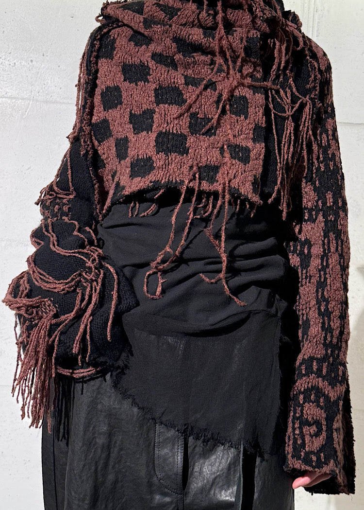 CROPPED TAPESTRY KNIT PULLOVER