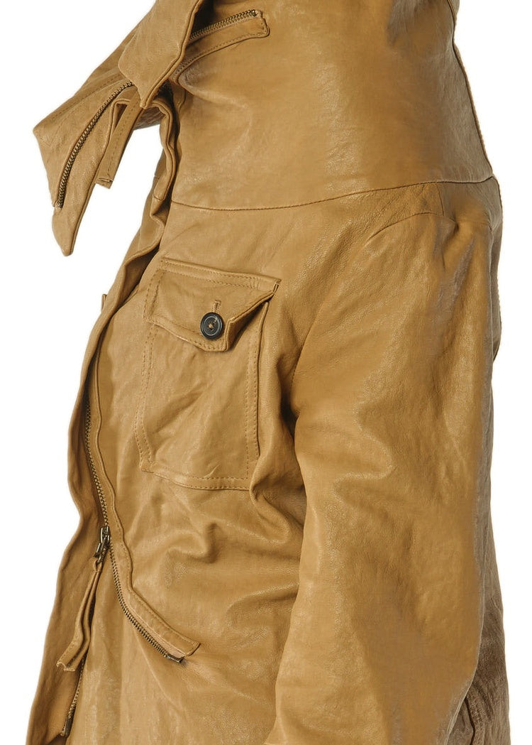 SCULPTURAL LAMB LEATHER JACKET