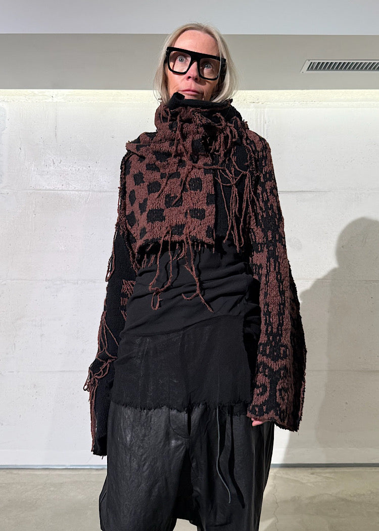 CROPPED TAPESTRY KNIT PULLOVER