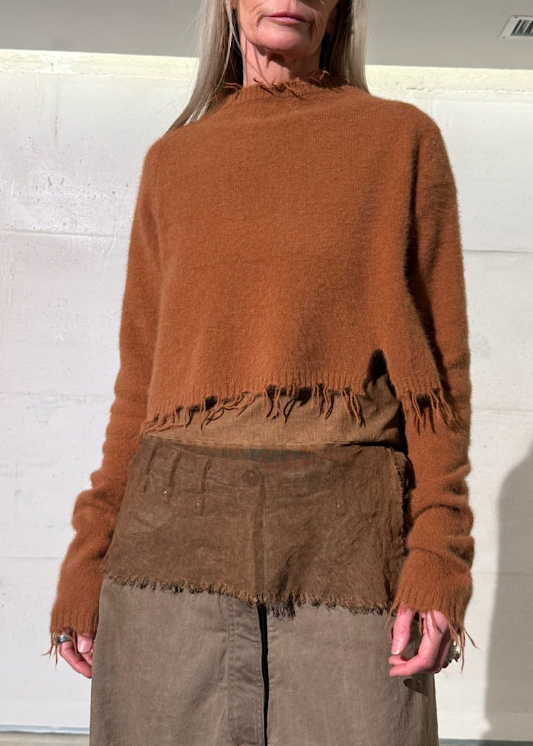 CROPPED BRUSHED FOX-WOOL PULLOVER