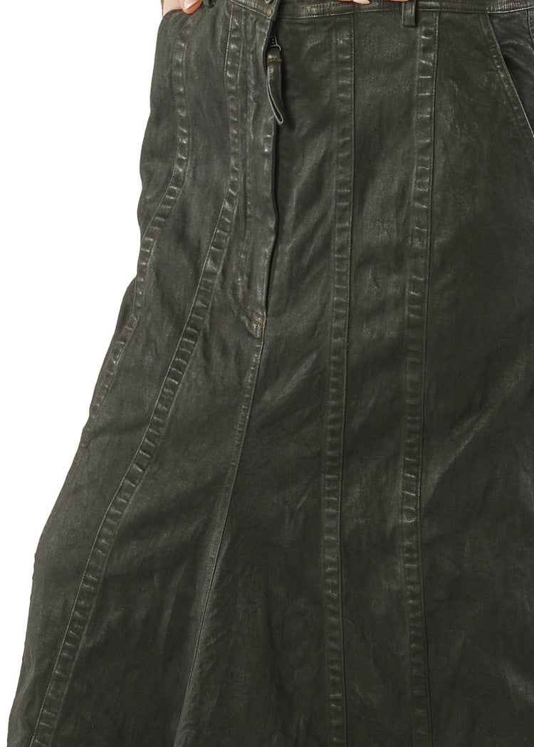 WAXED PATCH-POCKET DENIM SKIRT