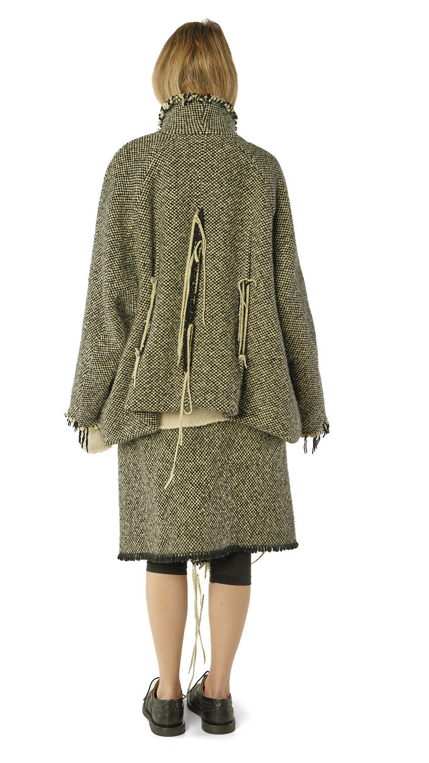 DRAPED CHECK WOOL JACKET
