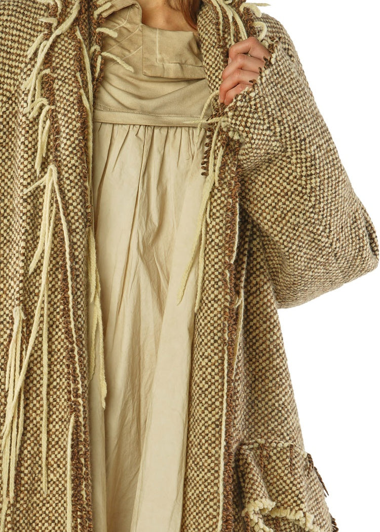 DRAPED CHECK WOOL COAT