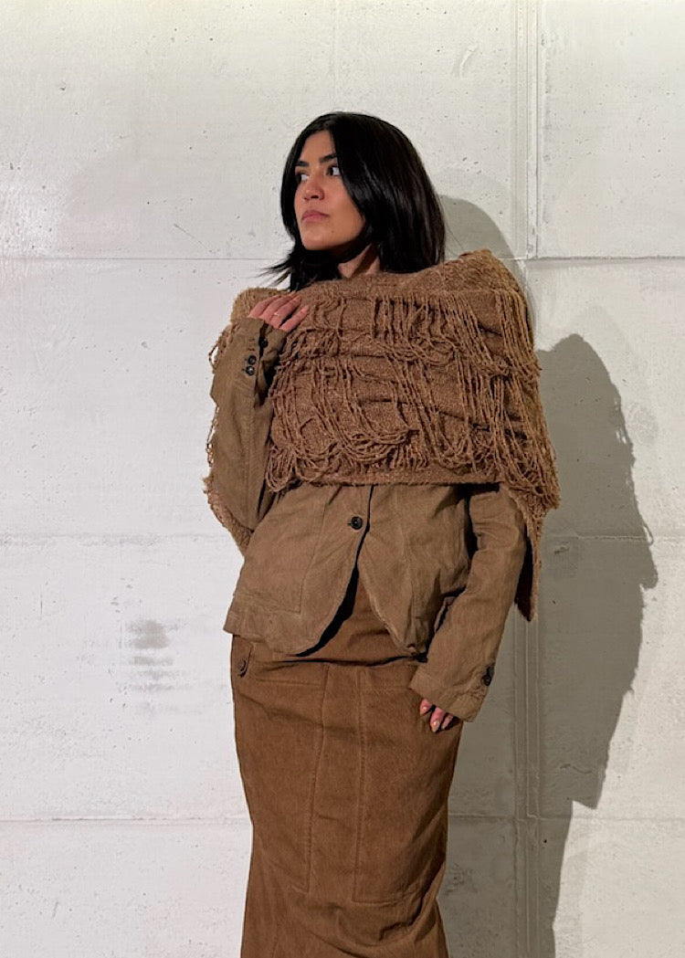 LADDERED SILK KNIT SCARF
