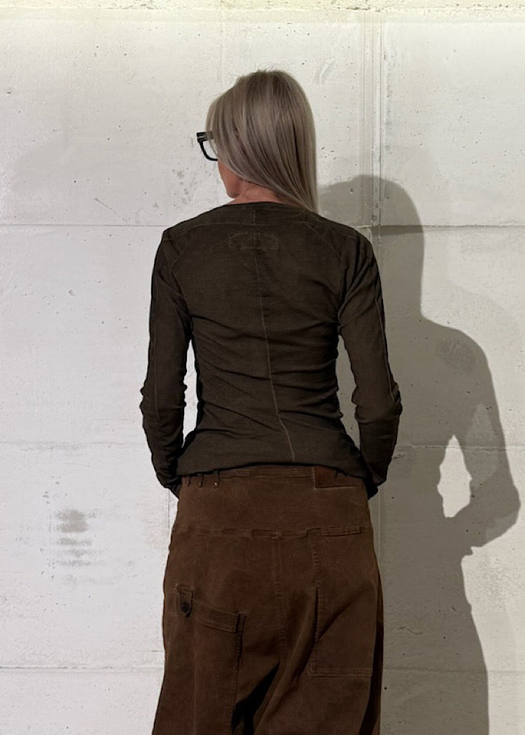 MESH-HEM RIB JERSEY TOP