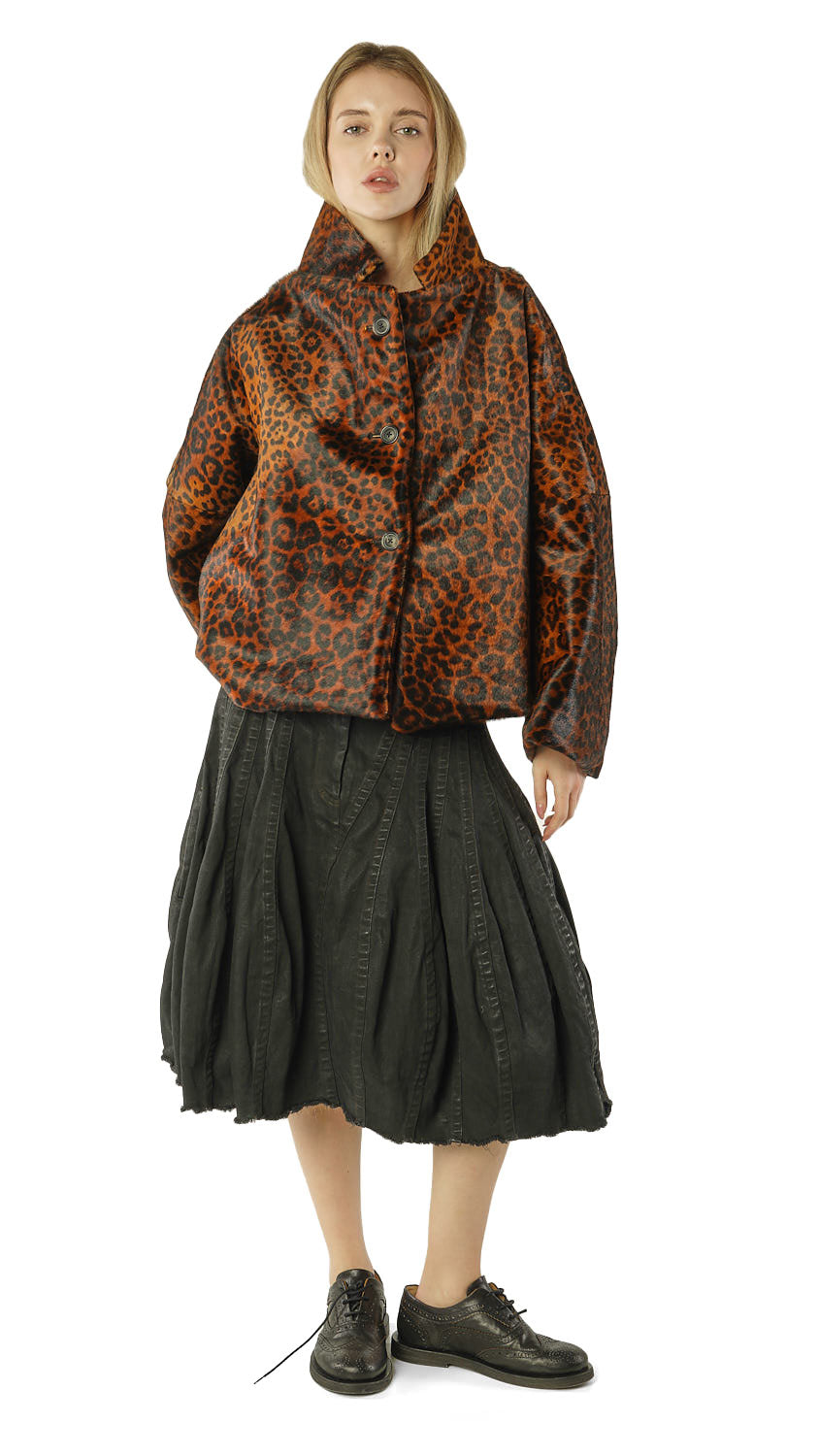 CL LEOPARD LEATHER COCOON JACKET