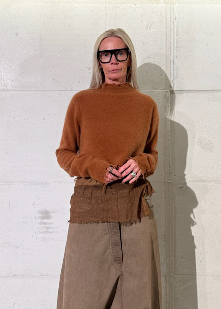 CROPPED BRUSHED FOX-WOOL PULLOVER