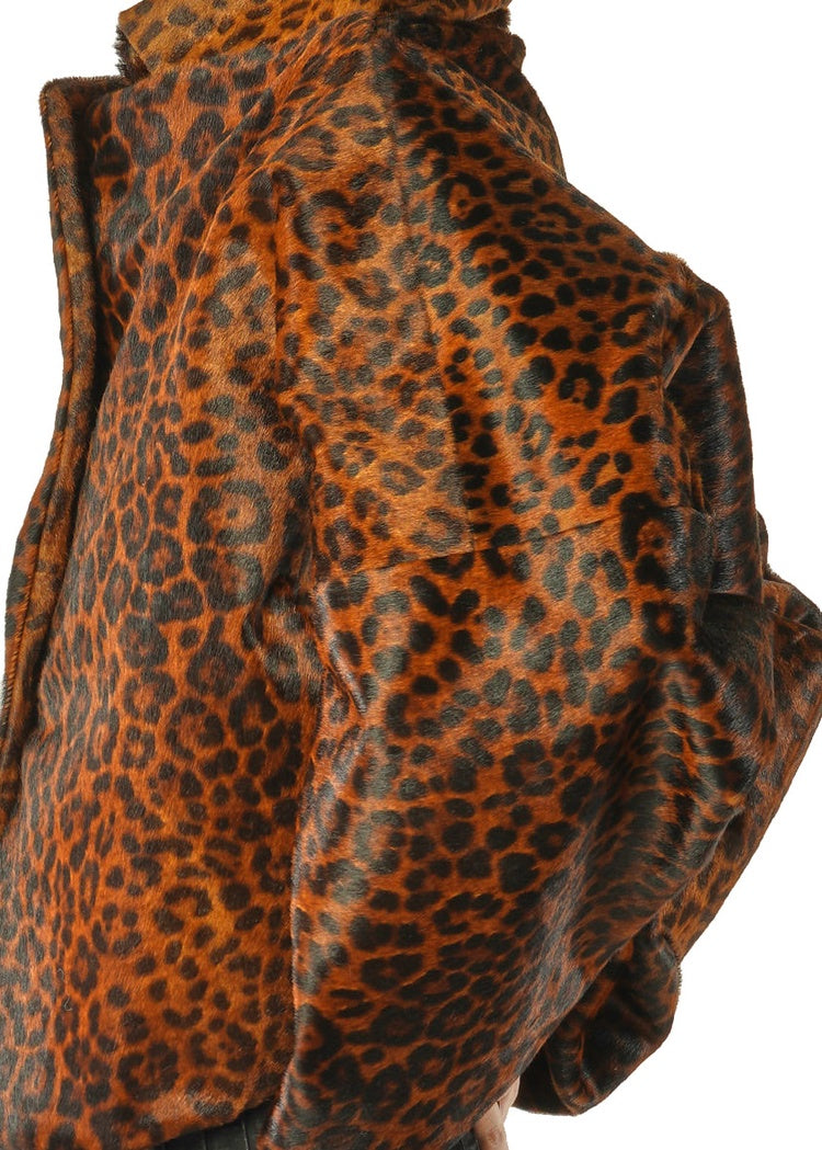 CL LEOPARD LEATHER COCOON JACKET