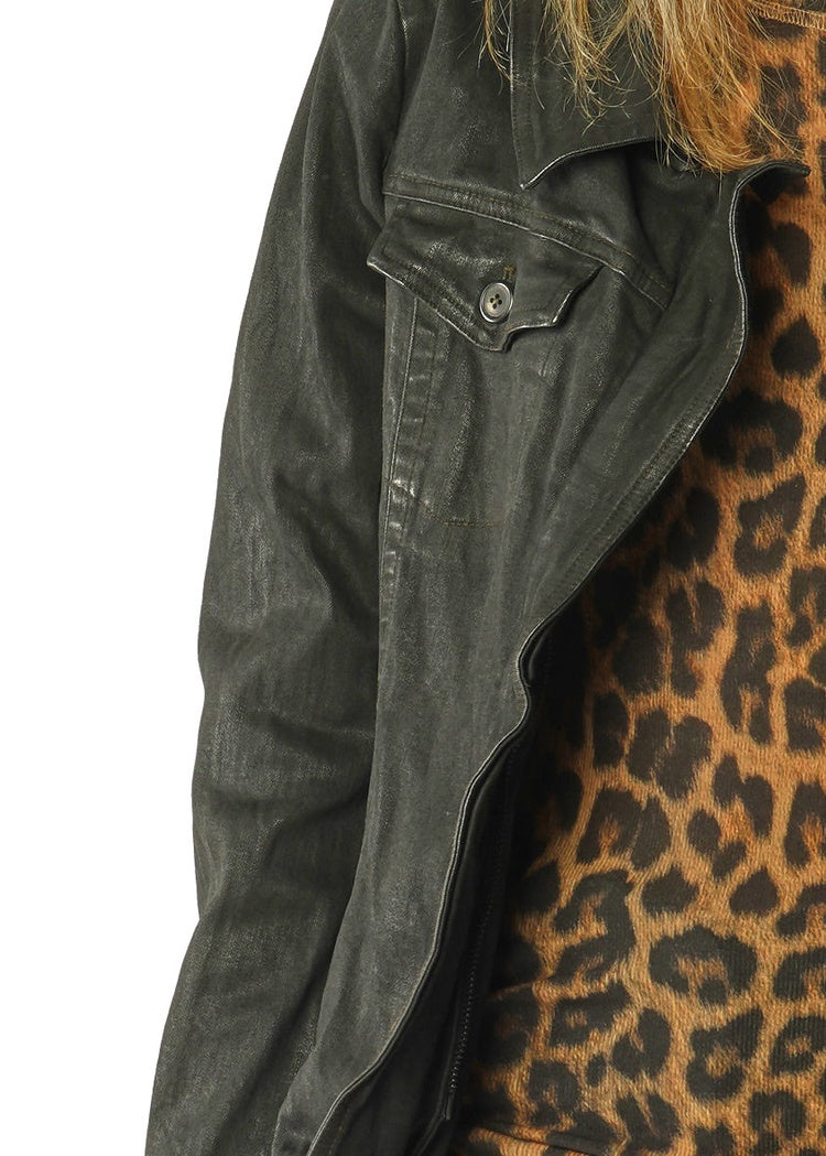 WAXED ZIP-FRONT DENIM JACKET