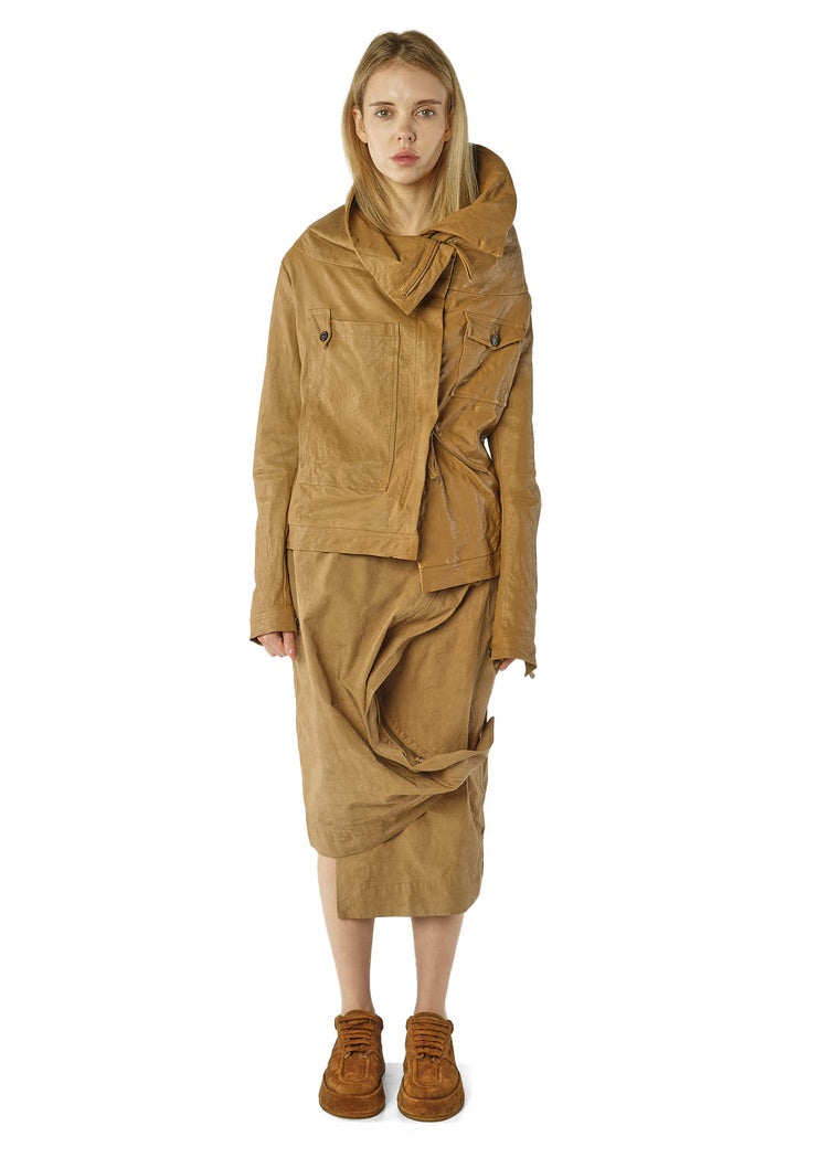 SCULPTURAL LAMB LEATHER JACKET