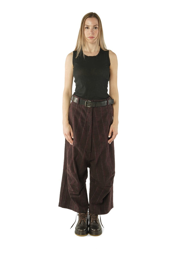 CROPPED WIDE-LEG COTTON-WOOL TROUSER