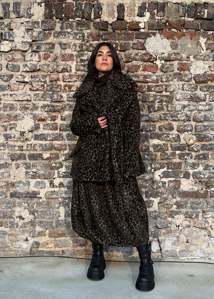 CL LEOPARD FAUX FUR COAT