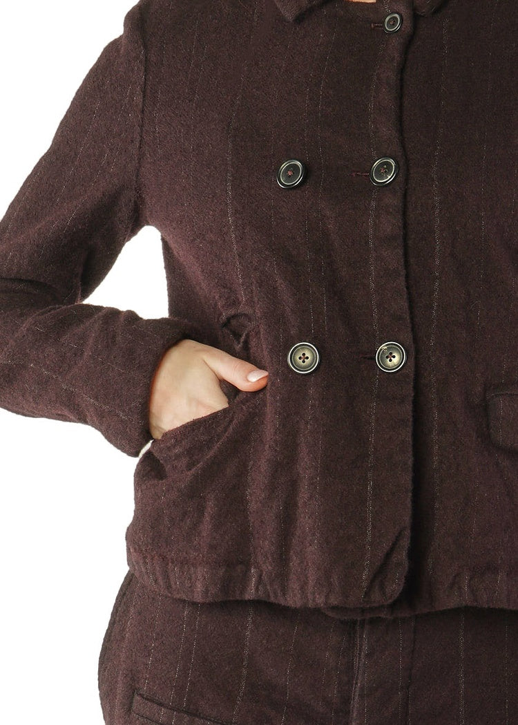 DOUBLE-BREASTED PINSTRIPE WOOL JACKET