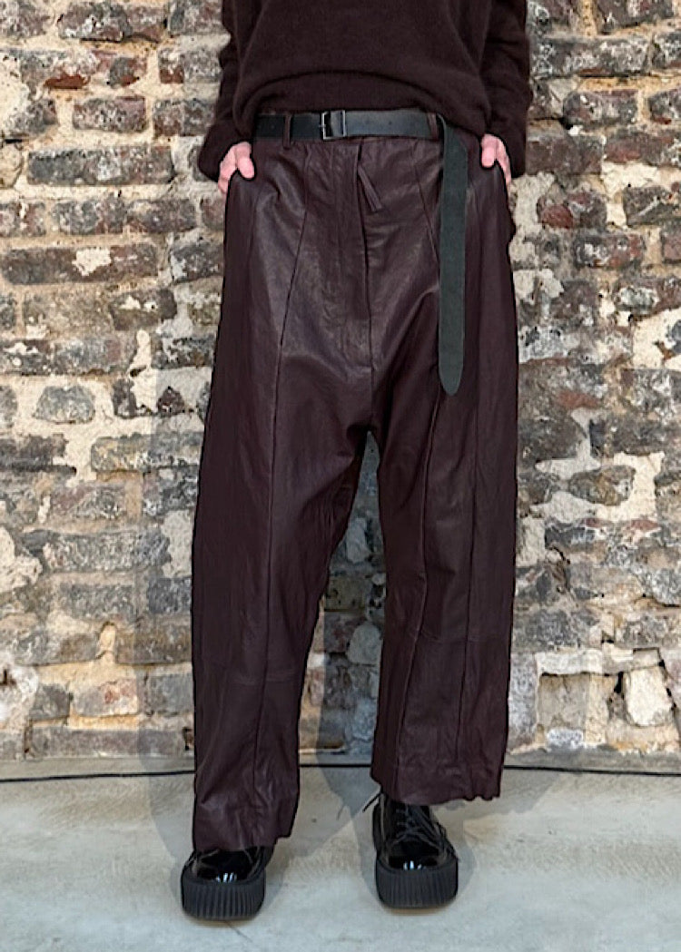WIDE-LEG LEATHER TROUSER