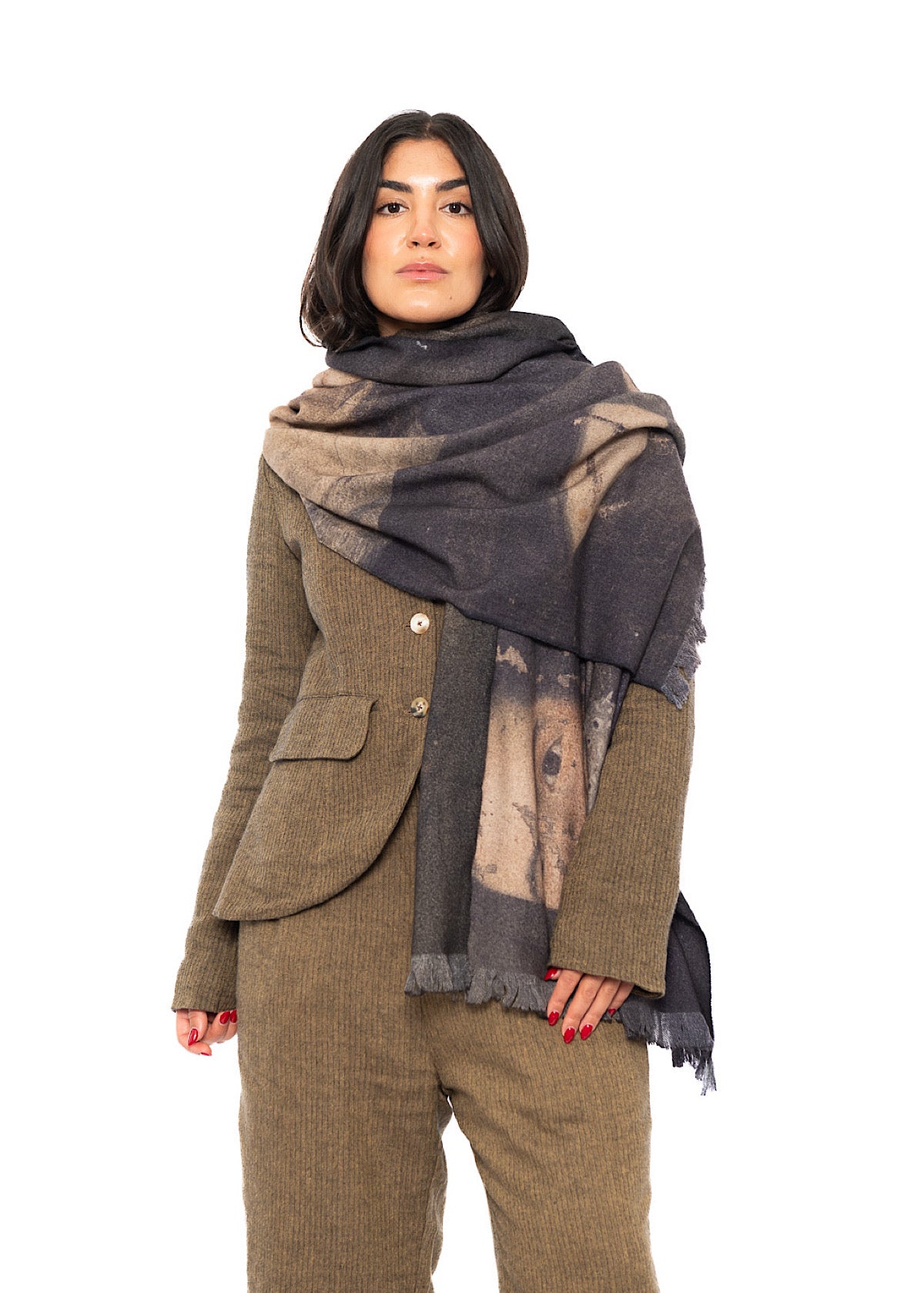 PORTRAIT PRINTED WOOL SCARF