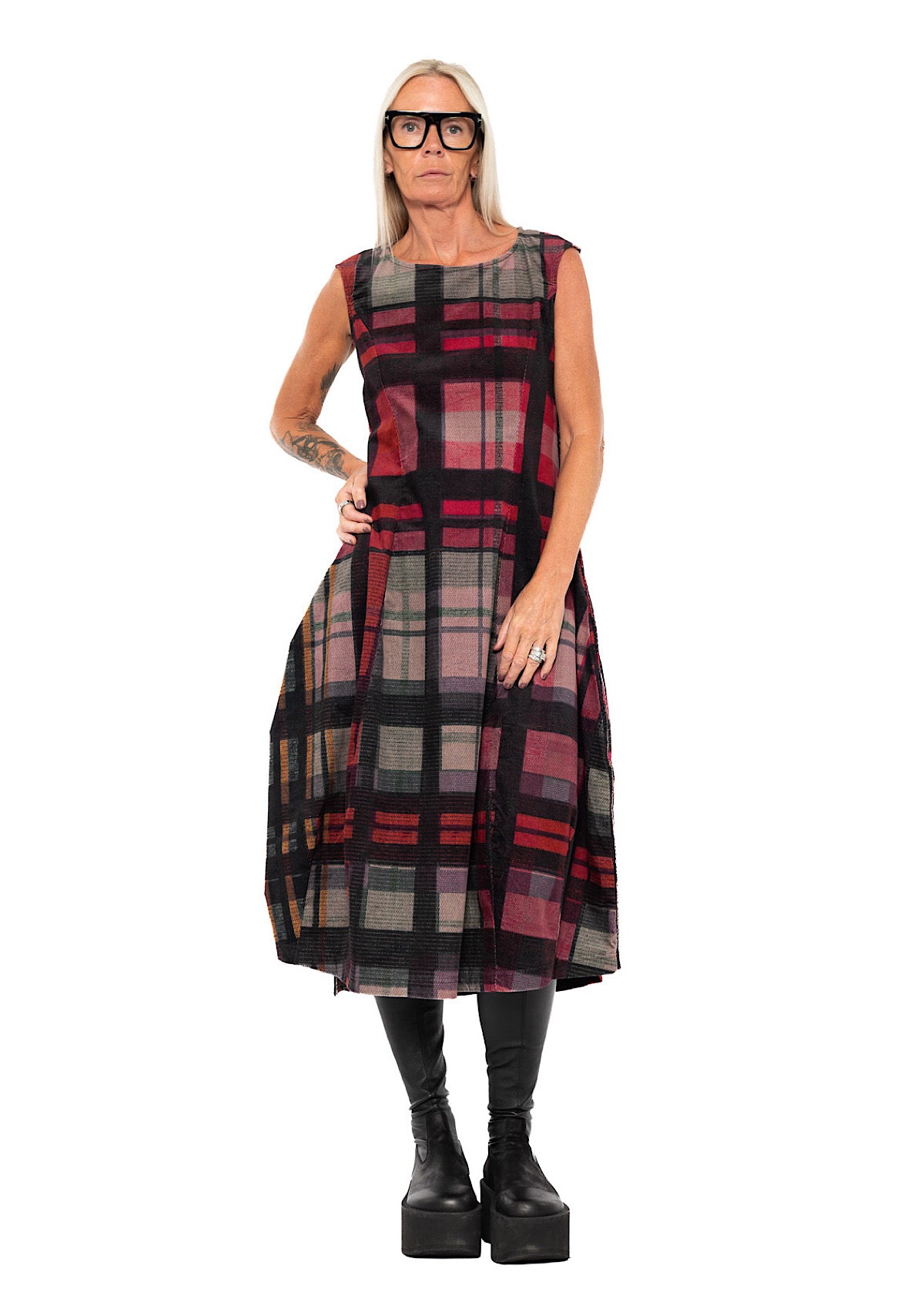 HERITAGE CHECK BALLOON DRESS