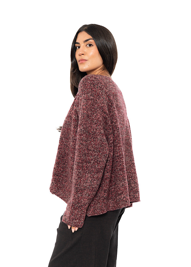 CROPPED MÉLANGE KNITTED PULLOVER