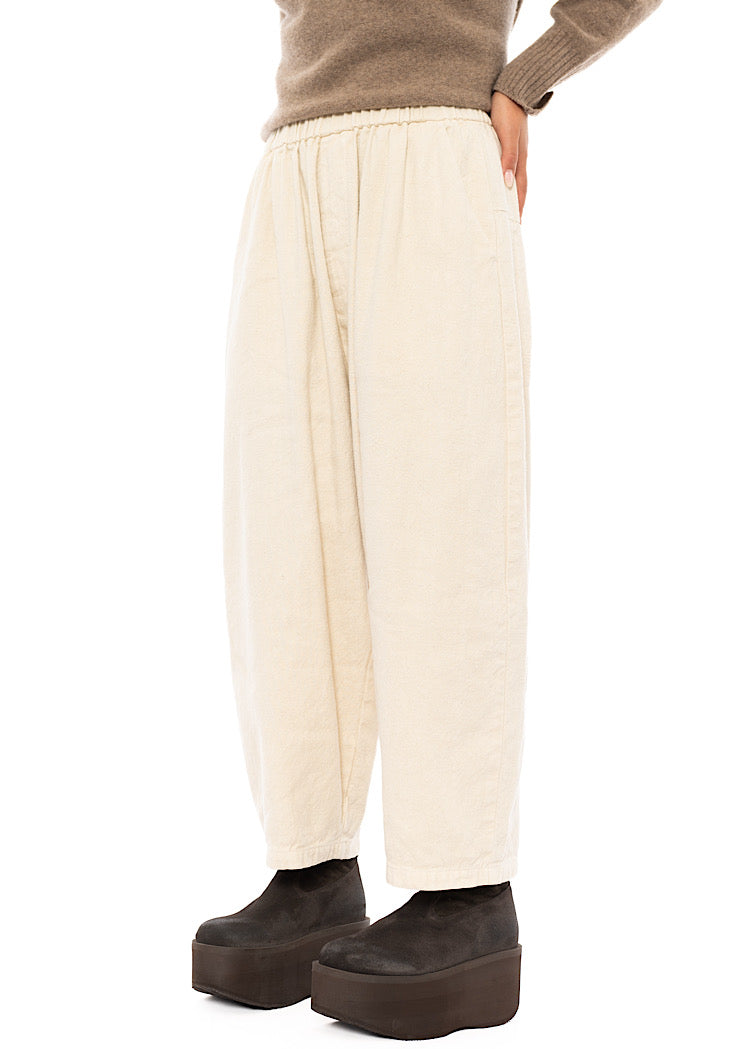 BRUSHED COTTON-LINEN BALLOON TROUSER