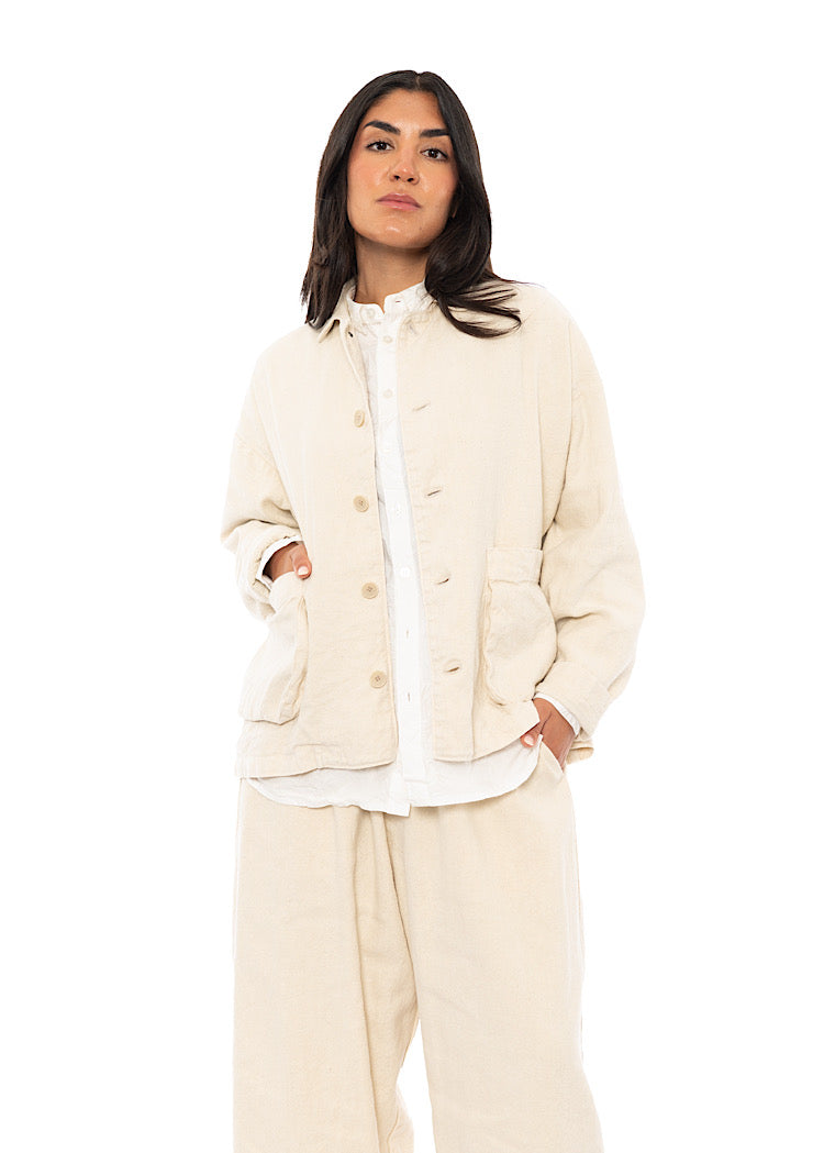 LINEN-COTTON UTILITY JACKET
