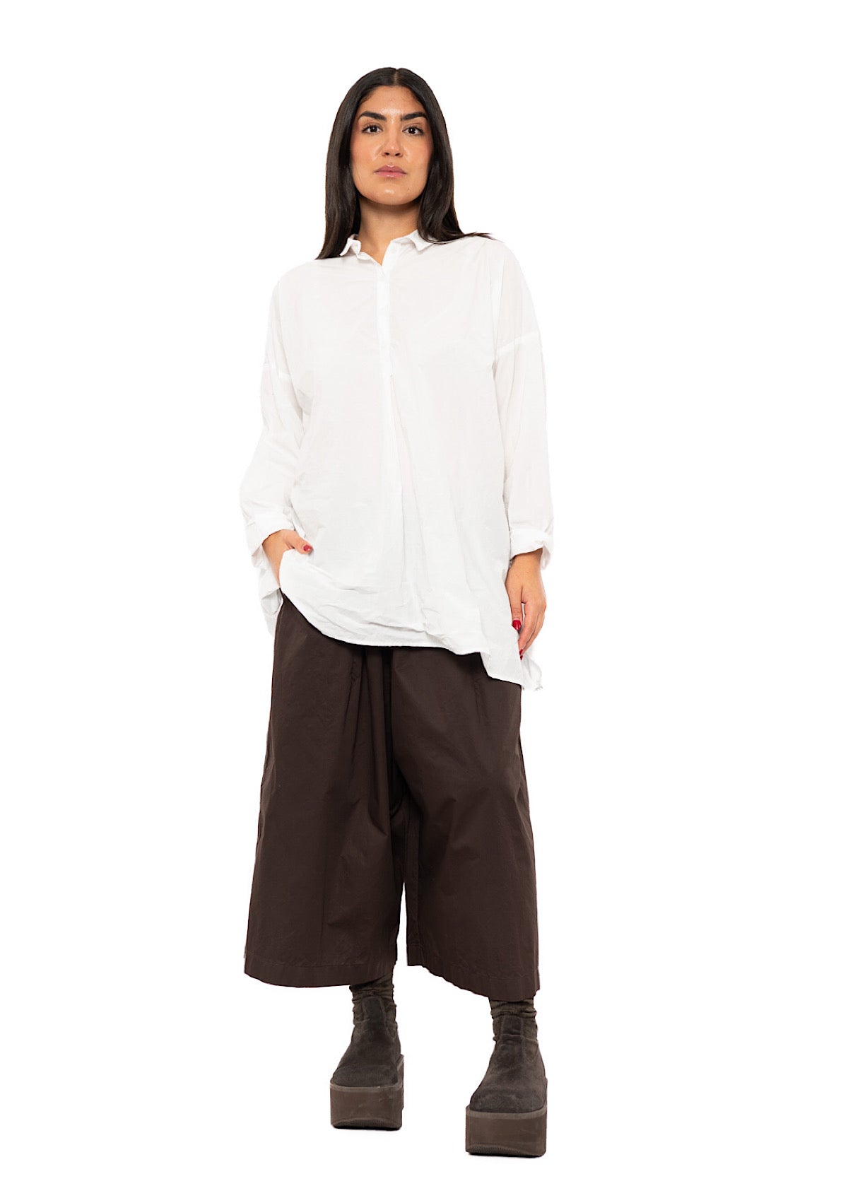 OVERSIZED CRINKLE COTTON HENLEY SHIRT