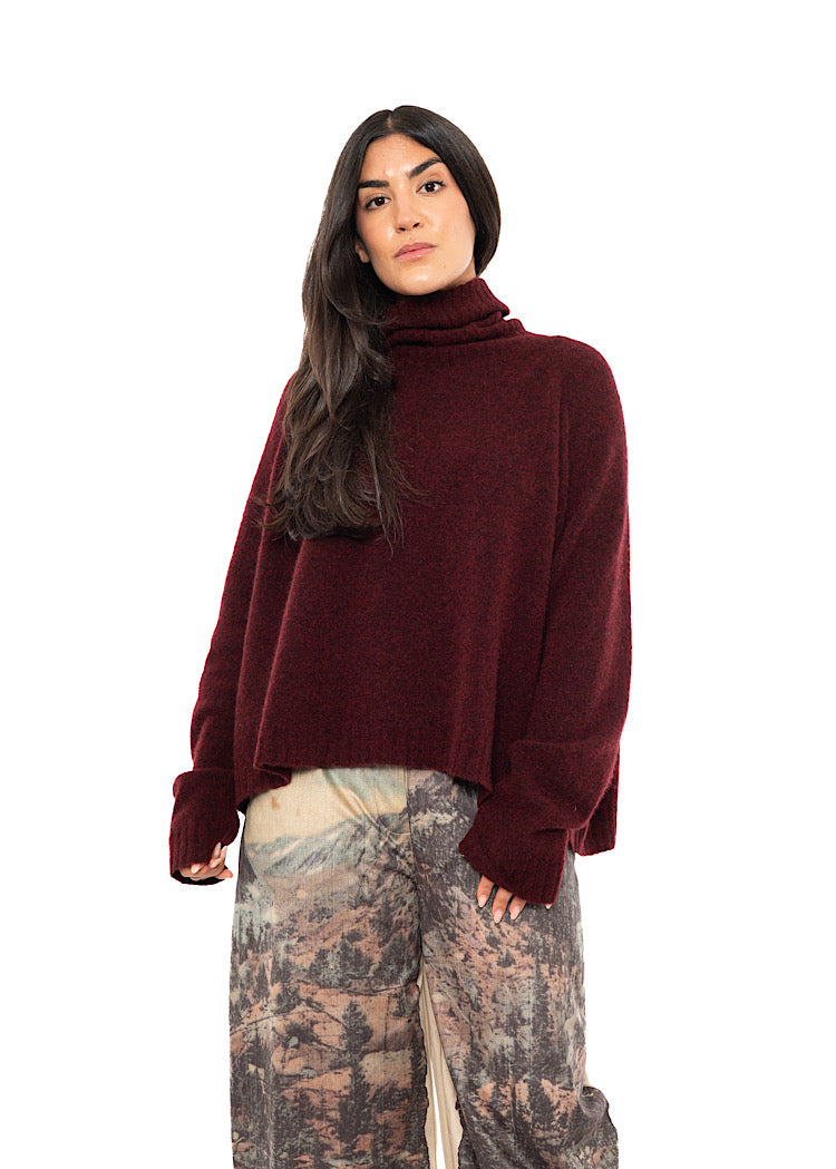 BRUSHED MÉLANGE KNITTED PULLOVER