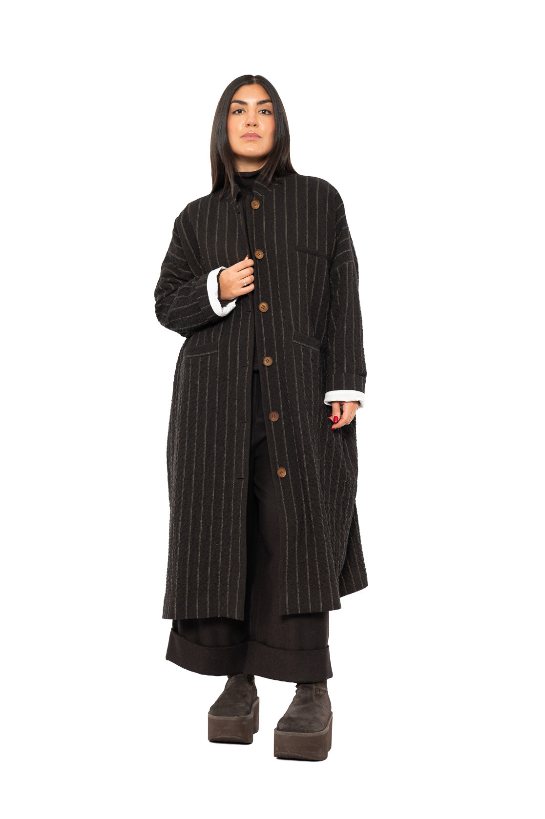 STRIPED WOOL BLEND ISA COAT