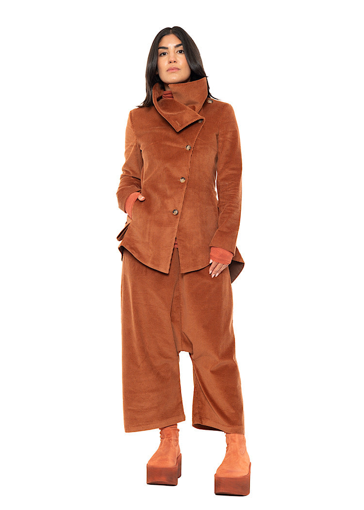 ASYMMETRIC STRETCH CORD VELVET JACKET